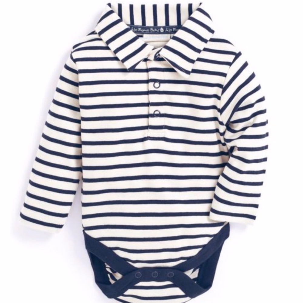 JoJo Maman Bébé Breton Polo Body Shirt 100% Cotton